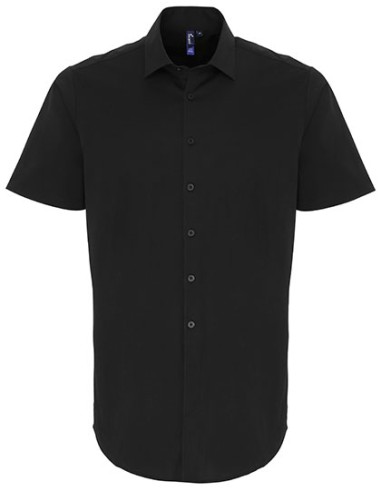 P-PR246-Mens Stretch Fit Poplin Short Sleeve Cotton Shirt